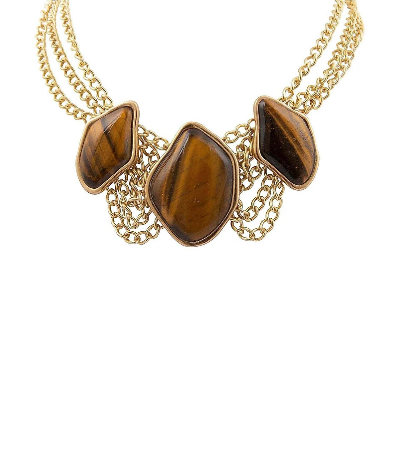 Barse Bronze and Tiger's Eye Golden Umber Statement Necklace