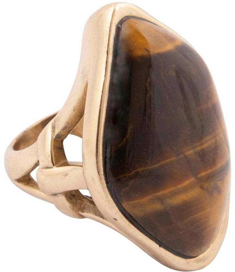 Barse Bronze and Tiger's Eye Golden Umber Statement Ring