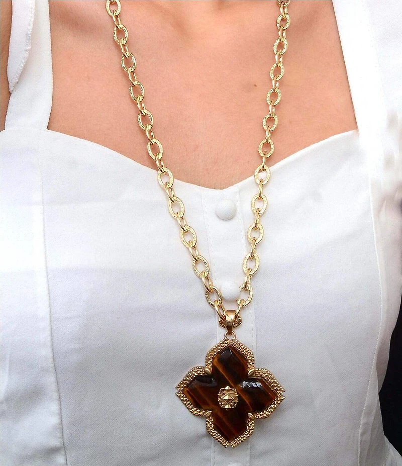 Barse Bronze and Tiger's Eye Marrakesh Long Pendant Necklace