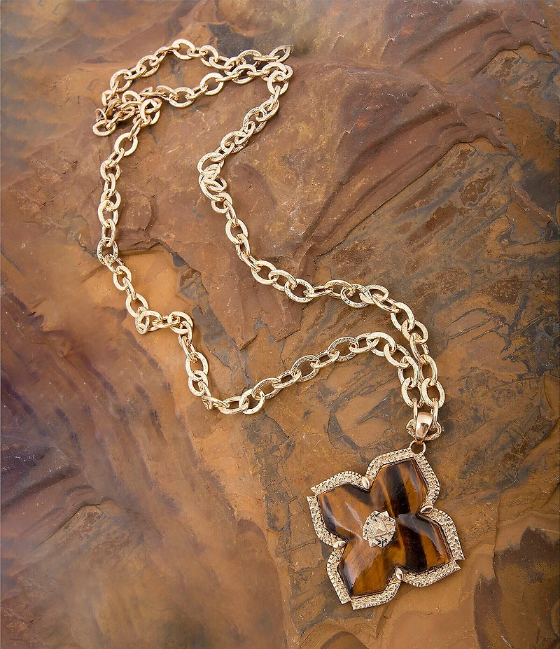 Barse Bronze and Tiger's Eye Marrakesh Long Pendant Necklace