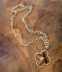 Barse Bronze and Tiger's Eye Marrakesh Long Pendant Necklace