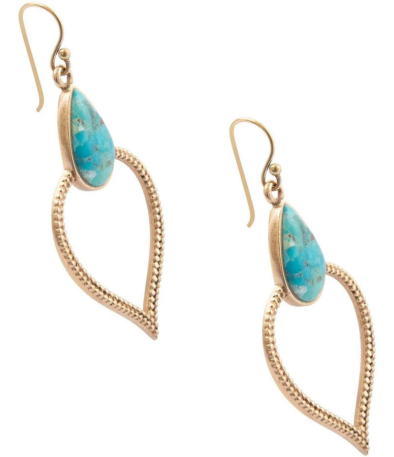 Barse Bronze and Turquoise Aero Statement Drop Earrings