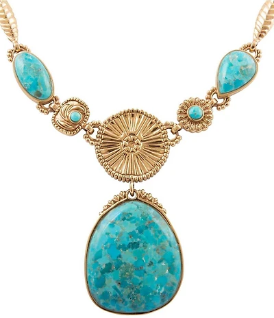 Barse Bronze and Turquoise Agave Statement Necklace