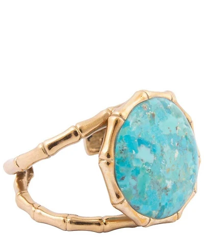 Barse Bronze and Turquoise Bamboo Cuff Bracelet