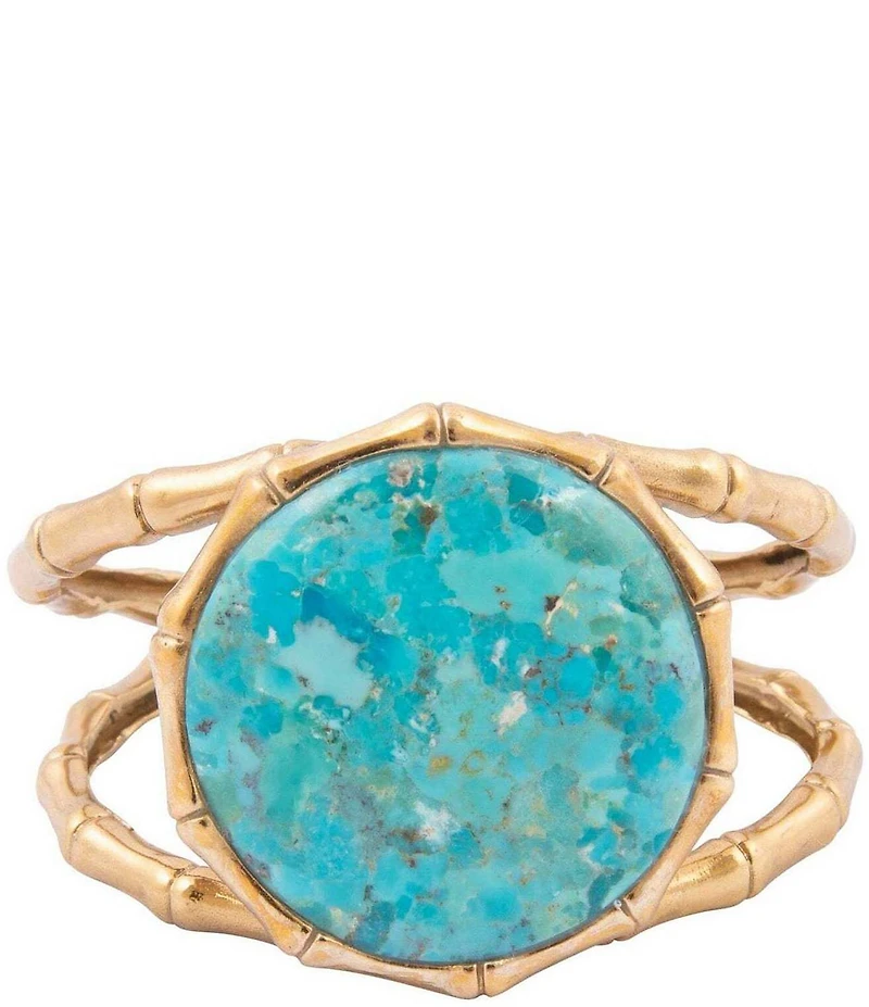Barse Bronze and Turquoise Bamboo Cuff Bracelet