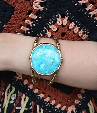 Barse Bronze and Turquoise Bamboo Cuff Bracelet