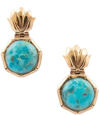 Barse Bronze and Turquoise Bamboo Drop Earrings
