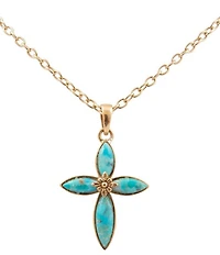 Barse Bronze and Turquoise Cross Eden Short Pendant Necklace