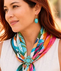 Barse Desert Bloom Bronze And Turquoise Drop Earrings