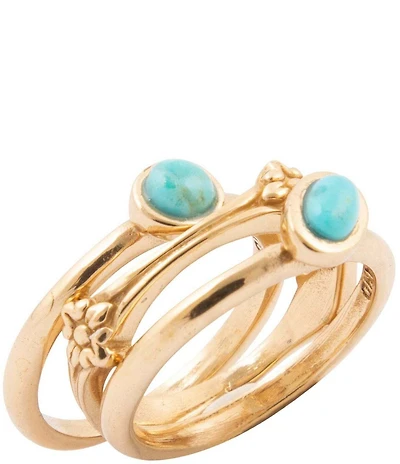 Barse Bronze and Turquoise Eden Stacked Ring