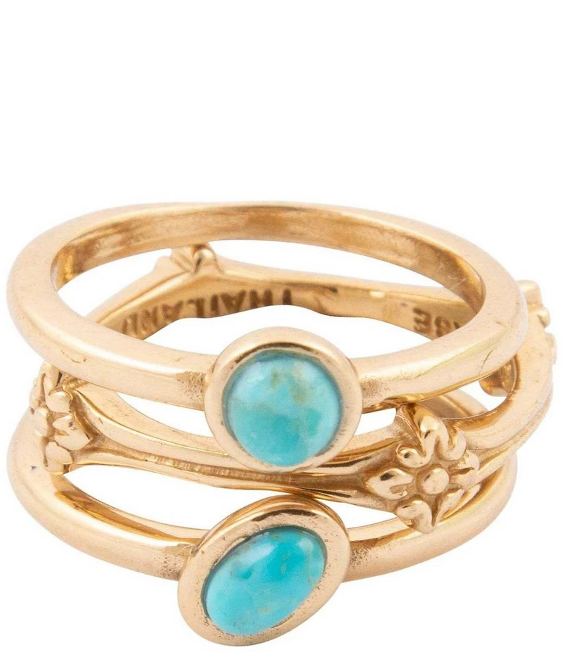 Barse Bronze and Turquoise Eden Stacked Ring