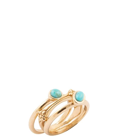Barse Bronze and Turquoise Eden Stacked Ring