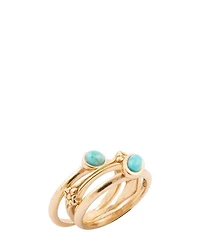 Barse Eden Bronze And Turquoise Stacked Ring