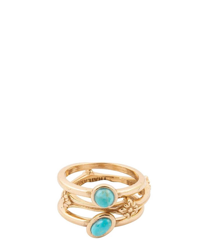 Barse Eden Bronze And Turquoise Stacked Ring