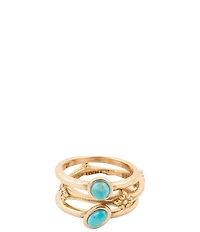 Barse Eden Bronze And Turquoise Stacked Ring