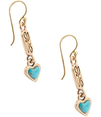 Barse Bronze and Turquoise Heart Linear Earrings