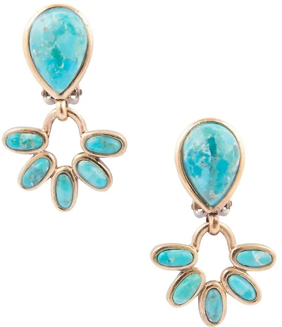 Barse Bronze and Turquoise Mojave Clip Drop Earrings