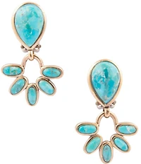 Barse Bronze and Turquoise Mojave Clip Drop Earrings