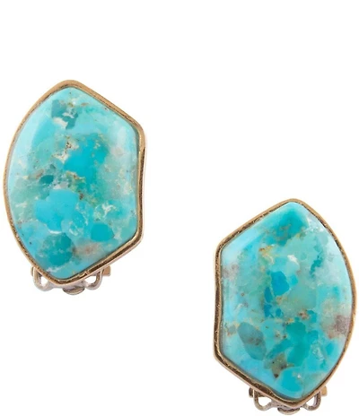 Barse Bronze and Turquoise Prism Clip Drop Earrings