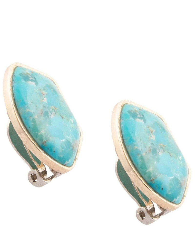 Barse Bronze and Turquoise Prism Clip Drop Earrings