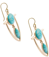 Barse Bronze and Turquoise Shielded Statement Drop Earrings