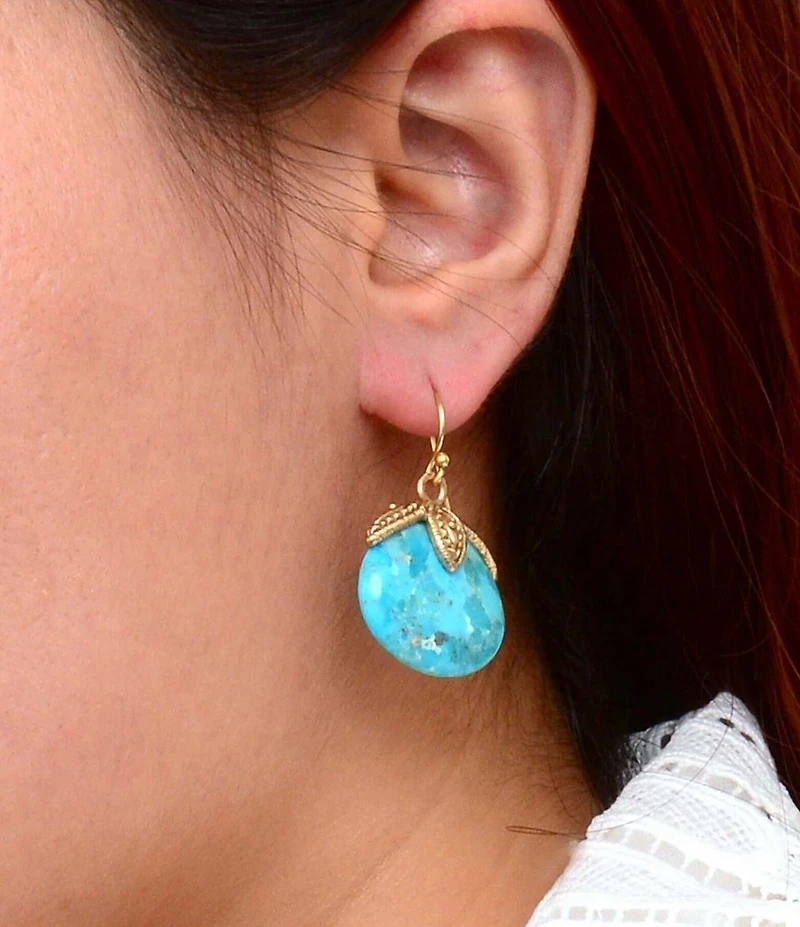 Barse Bronze and Turquoise Sierra Drop Earrings