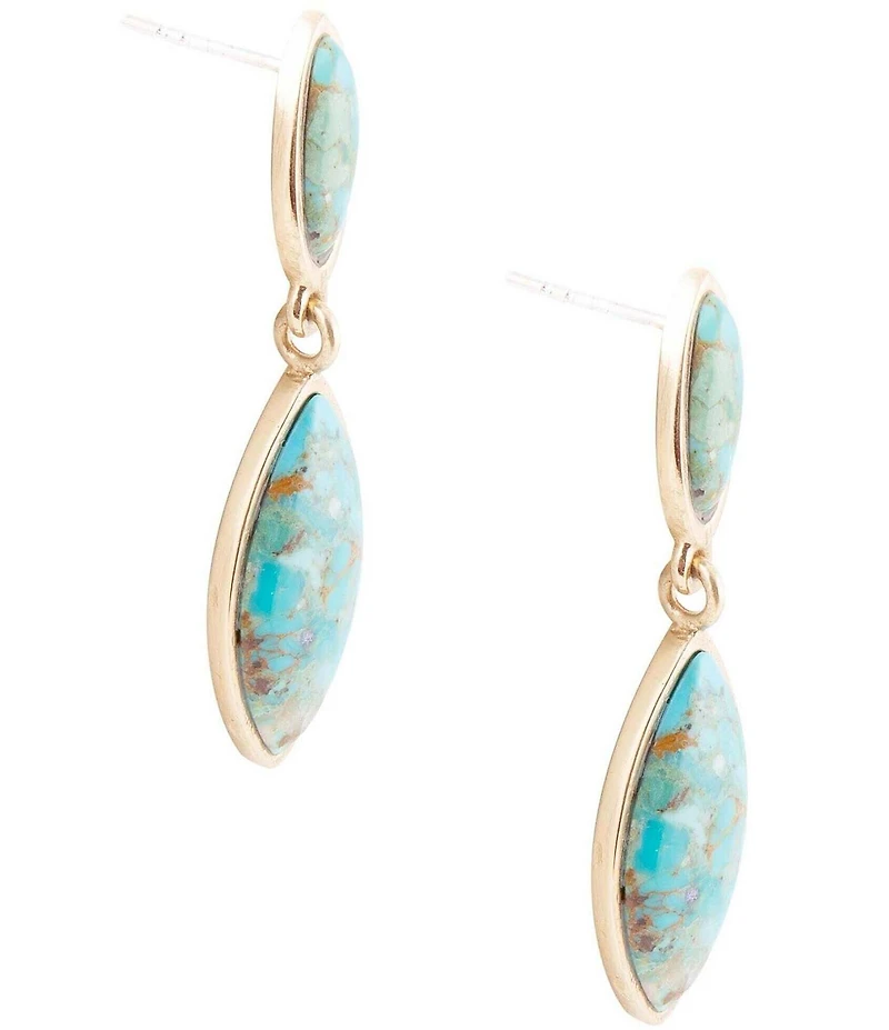 Barse Bronze and Turquoise Drop Earrings