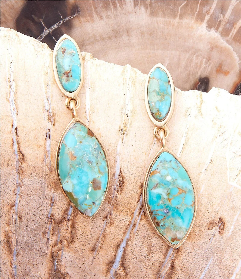 Barse Bronze and Turquoise Drop Earrings