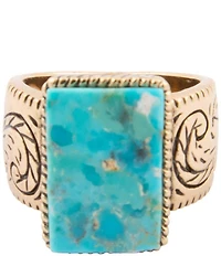 Barse Bronze and Turquoise Tooled Statement Ring