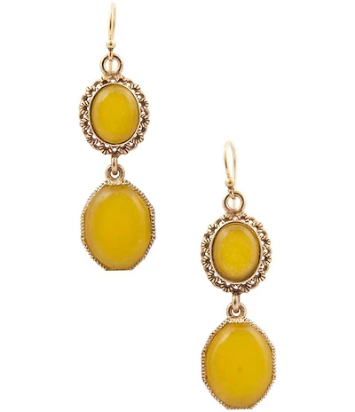 Barse Bronze and Yellow Quartz Desert Sun Linear Earrings