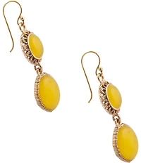 Barse Bronze and Yellow Quartz Desert Sun Linear Earrings