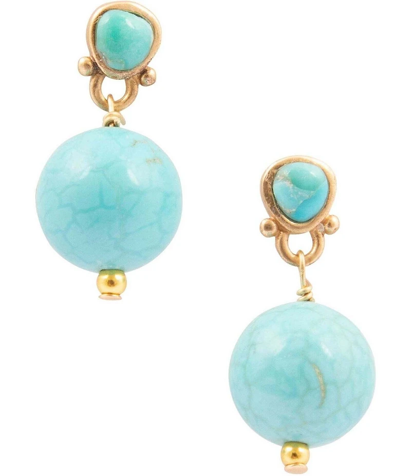 Barse Bronze Carly Genuine Stone Drop Earrings