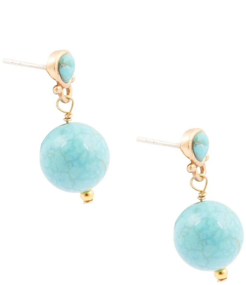 Barse Bronze Carly Genuine Stone Drop Earrings