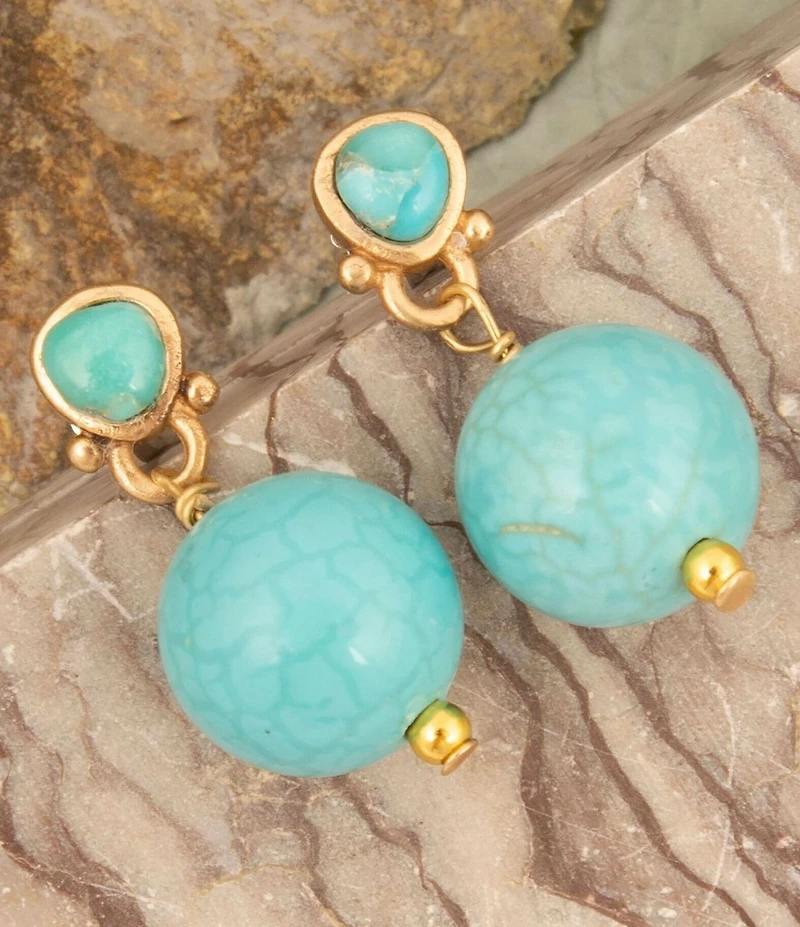 Barse Bronze Carly Genuine Stone Drop Earrings