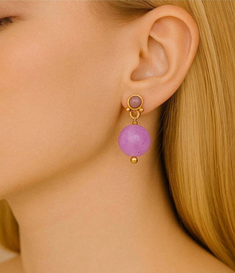 Barse Bronze Carly Genuine Stone Drop Earrings