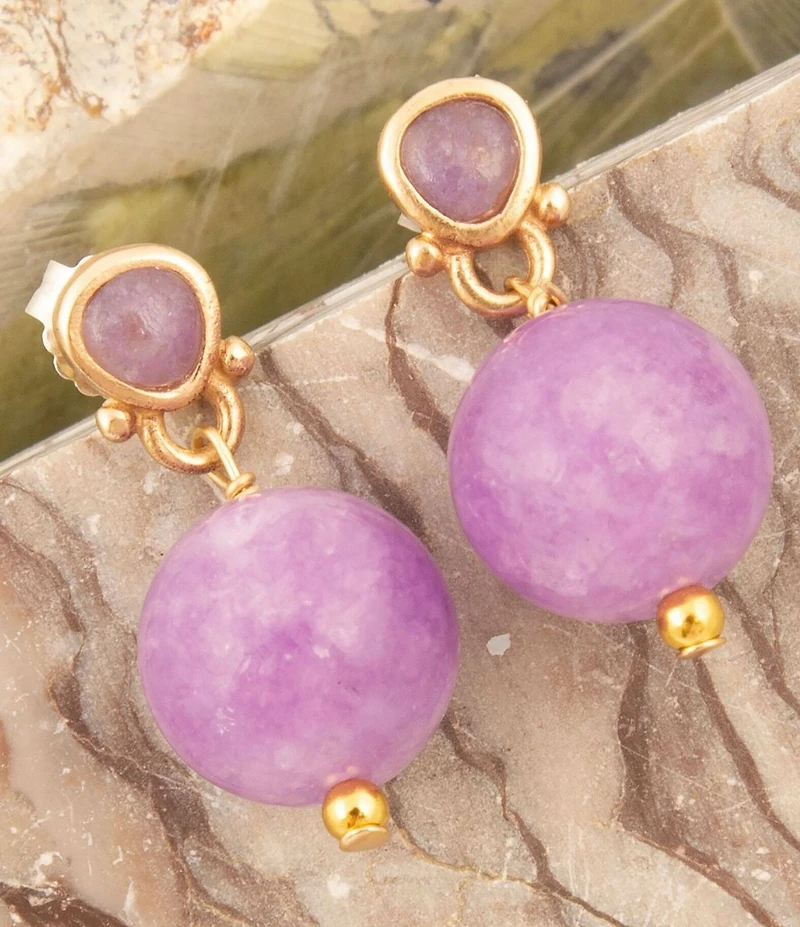 Barse Bronze Carly Genuine Stone Drop Earrings