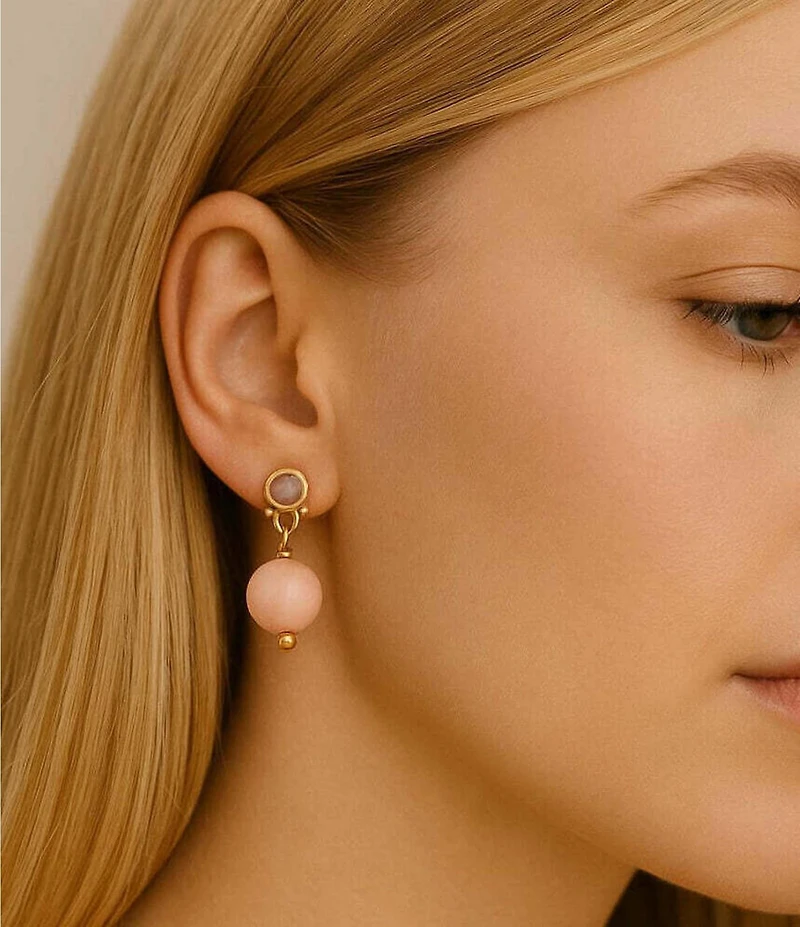 Barse Bronze Carly Genuine Stone Drop Earrings
