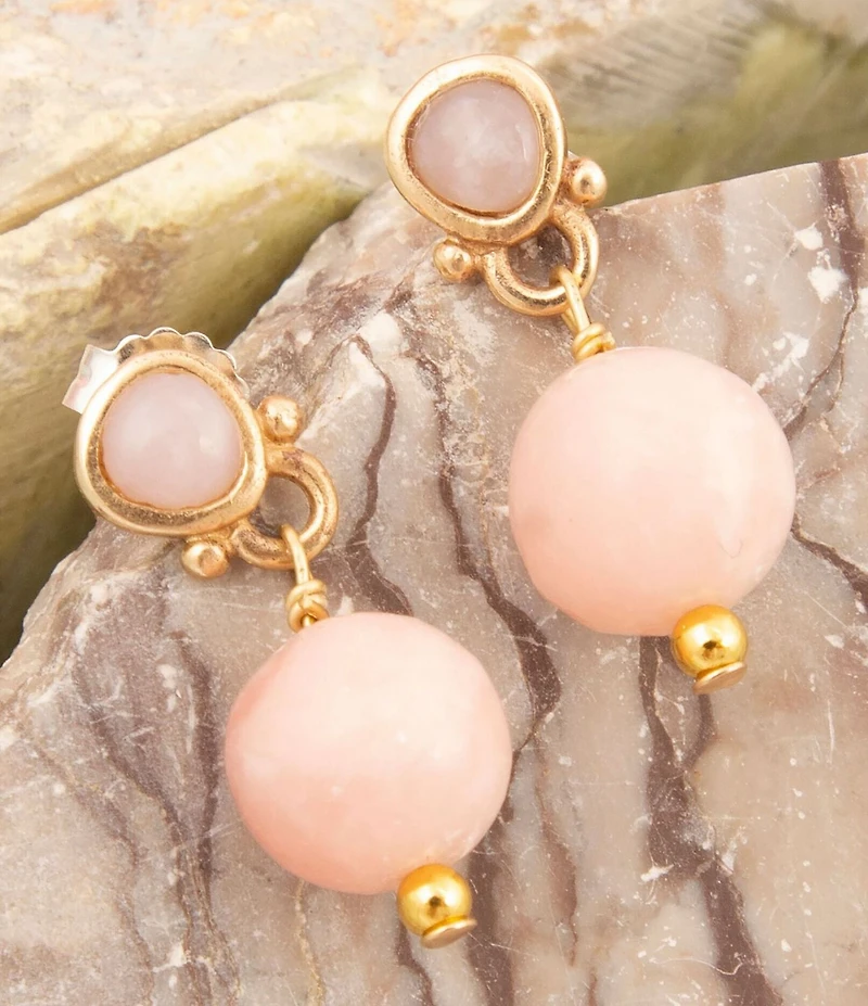 Barse Bronze Carly Genuine Stone Drop Earrings
