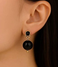 Barse Bronze Carly Genuine Stone Drop Earrings