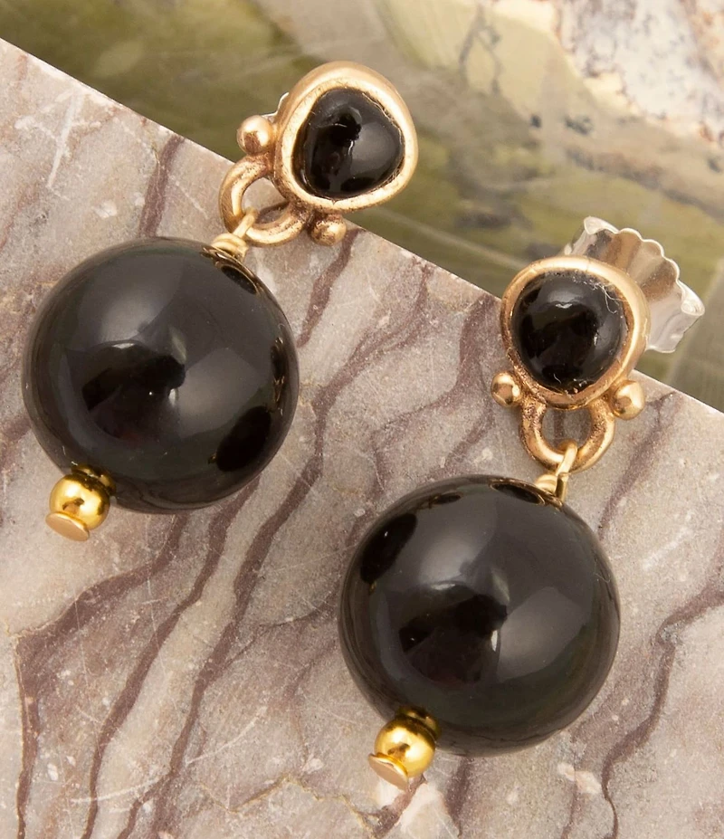 Barse Bronze Carly Genuine Stone Drop Earrings