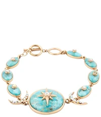 Barse Bronze Celestial Turquoise and CZ Line Bracelet