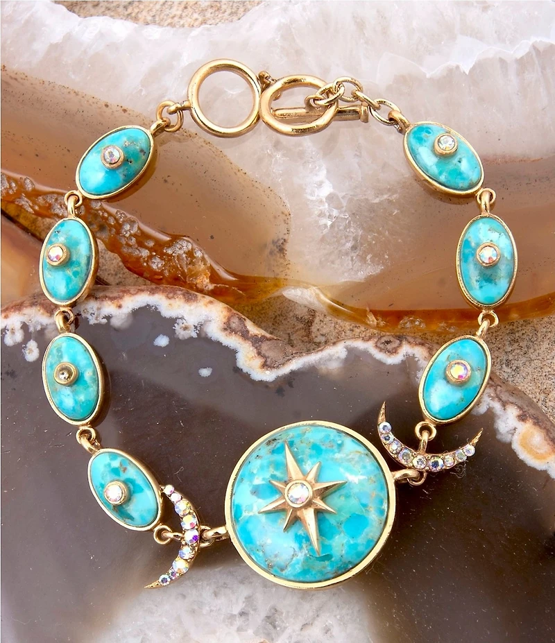 Barse Bronze Celestial Turquoise and CZ Line Bracelet