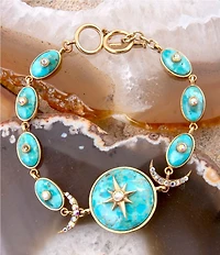 Barse Bronze Celestial Turquoise and CZ Line Bracelet