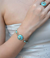 Barse Bronze Celestial Turquoise and CZ Line Bracelet