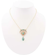Barse Celestial Blue Turquoise Golden Drop Pendant Necklace