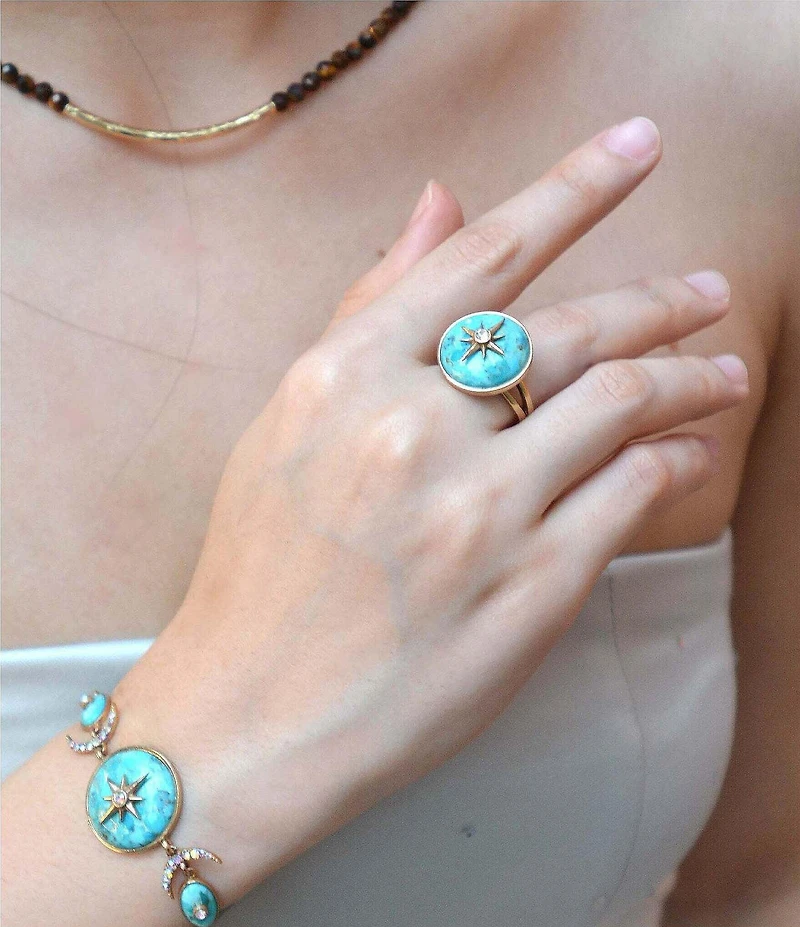 Barse Bronze Celestial Turquoise Statement Ring