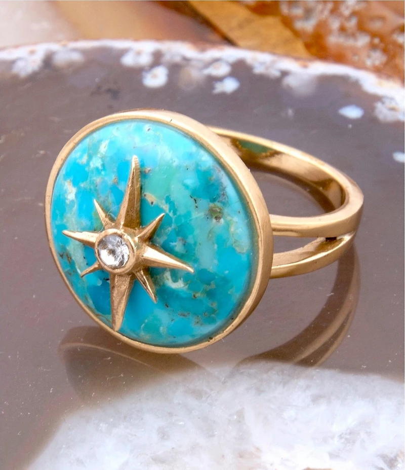 Barse Bronze Celestial Turquoise Statement Ring