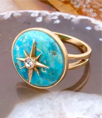 Barse Bronze Celestial Turquoise Statement Ring