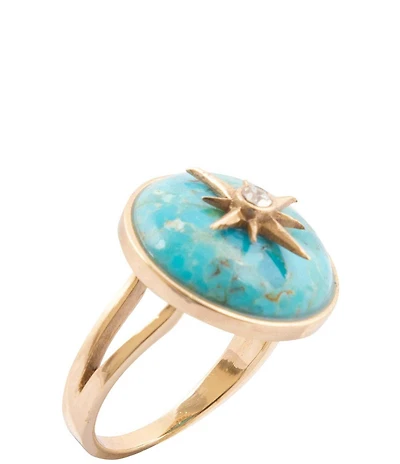 Barse Bronze Celestial Turquoise Statement Ring