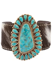Barse Bronze, Cow Print and Turquoise Out West Statement Cuff Bracelet